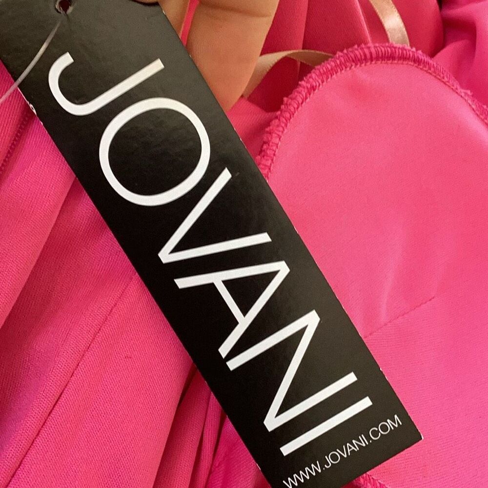 NWT Jovani Pink Beaded One Shoulder Evening Gown Pageant Black Tie Gala 8 - Picture 9 of 11